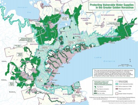 Map of the growing Greenbelt in Ontario