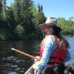 Kristen Setala in a canoe