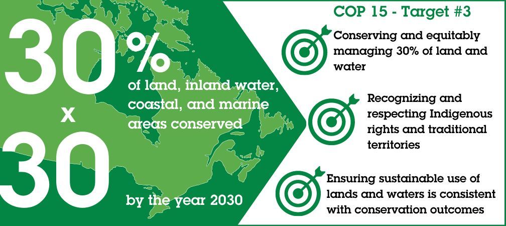 30% of land, inland water, coastal and marine areas protected by the year 2030, 30 x 30