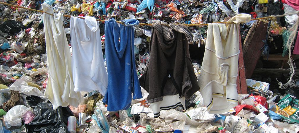 Clothes at landfill, dump, waste