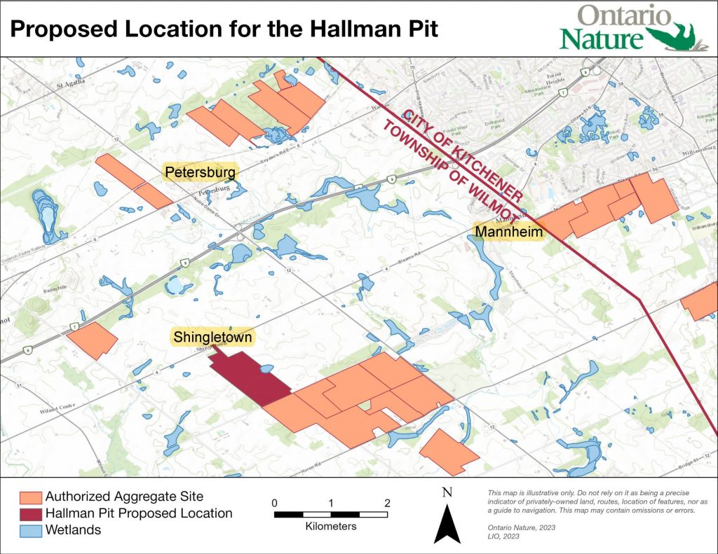 This map displays the existing aggregate sites within close proximately to the Hallman Pit. The development of this pit would cause further encroachment of rural towns.