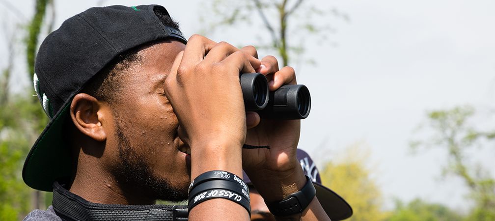 Birdwatching using binoculars