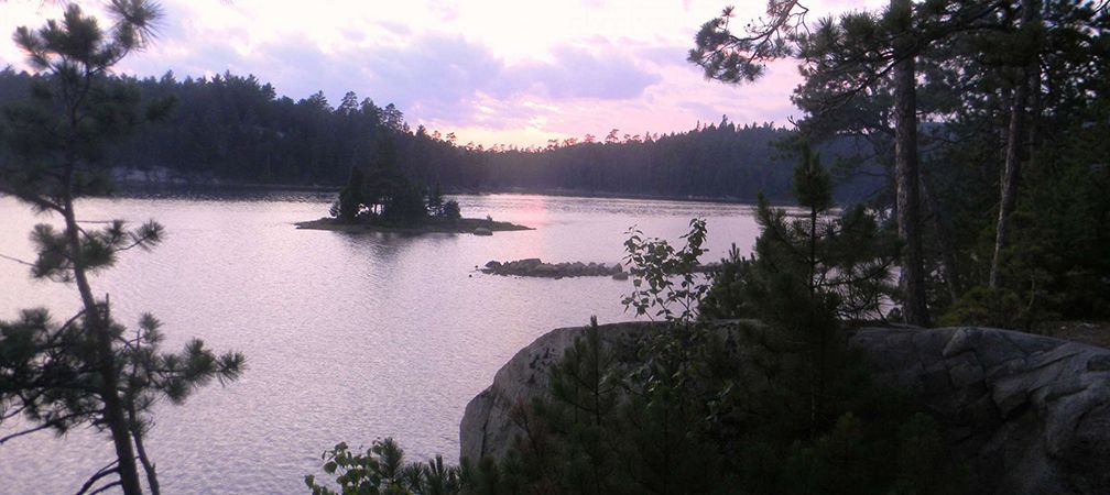 Wolf Lake sunset, forest, shoreline