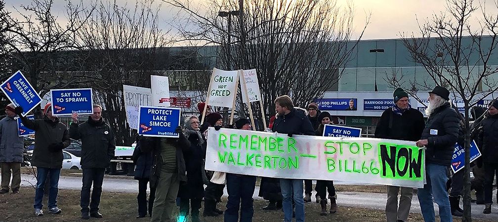Stop Bill 66 rally, Ajax, protestors, advocacy, rally for the environment, remember Walkerton, environmental degradation, sprawl, hazardous conditions, increasing dangers, environmental loss, water quality loss, watershed degradation